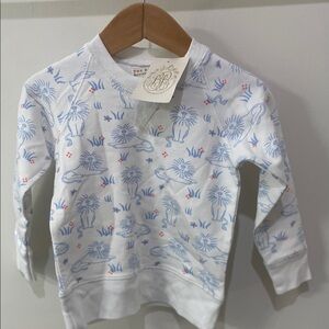 Kids White Pullover Top with Blue Lion Print TBBC NWT size 18-24 mths